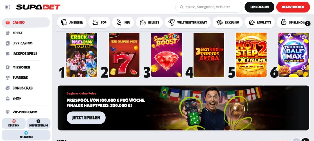Supabet menu